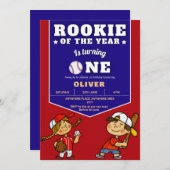 野球テーマ少年1歳の誕生日 招待状 (正面/裏面)