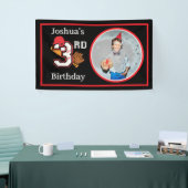 野球テーマ第3誕生日フォトこうもりボールミット 横断幕 (トレードショー)