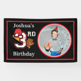 野球テーマ第3誕生日フォトこうもりボールミット 横断幕