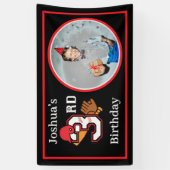 野球テーマ第3誕生日フォトこうもりボールミット 横断幕 (縦)