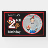 野球テーマ2ndバースデーフォトこうもりボールミット 横断幕 (横)