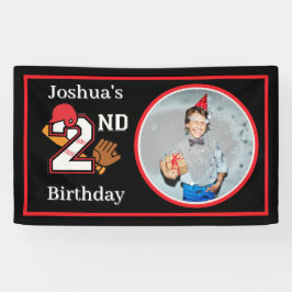 野球テーマ2ndバースデーフォトこうもりボールミット 横断幕