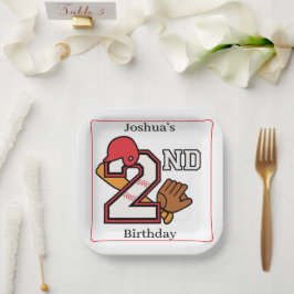 野球テーマ2nd誕生日こうもりボールミット ペーパープレート