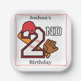 野球テーマ2nd誕生日こうもりボールミット ペーパープレート