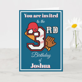 野球テーマ ハッピー3歳のスポーツ誕生日招待状 カード