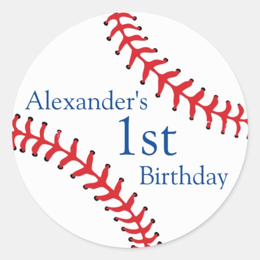 野球デザイン付名前をカスタムする ラウンドシール (正面)