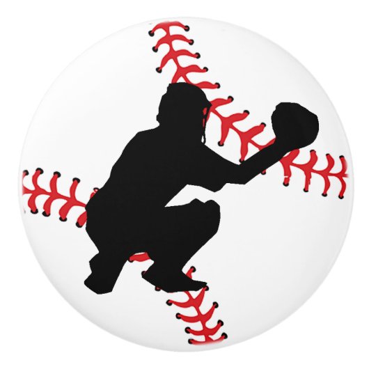野球デザイン引き出しプル、キャビネットノブ セラミックノブ (正面)