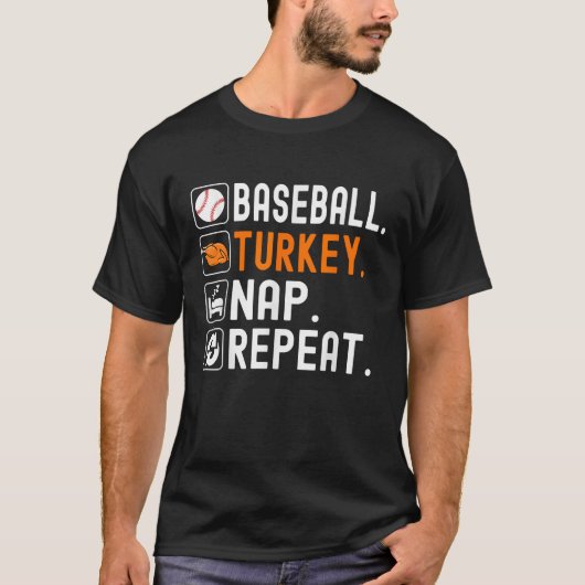 野球トルコ昼寝リピーターおもしろいベースボールサンクシー Tシャツ (正面)