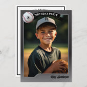 野球トレーディングカードバースデーパーティーの招待 招待状 (正面/裏面)