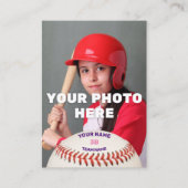 野球トレーディングカードパープルバック – カスタム統計 コーリングカード (正面)