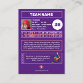 野球トレーディングカードパープルバック – カスタム統計 コーリングカード (裏面)