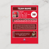 野球トレーディングカードレッドバック – カスタム統計 コーリングカード (裏面)