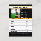 野球トレーディングカード活気のあるイエローブラック コーリングカード (裏面)