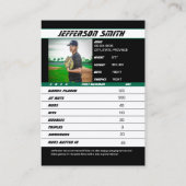 野球トレーディングカード活気のあるグリーンブラック コーリングカード (裏面)