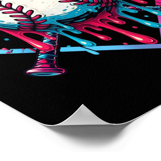 野球ドリップアイスクリームドリップユースボーイズベースバ ポスター (角)