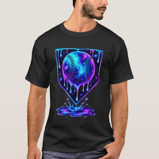 野球ドリップアイスクリーム少年宇宙野球選手 Tシャツ (正面)