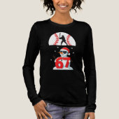 野球ドリップナンバー67プレイヤーまたは67歳の誕生日25 トライブレンドTシャツ (正面)