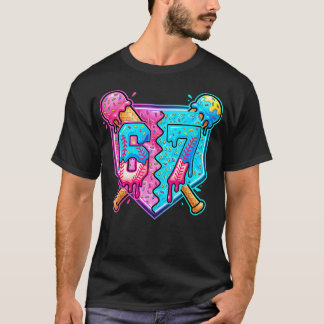 野球ドリップナンバー67プレイヤーアイスクリームドリップ67歳 Tシャツ