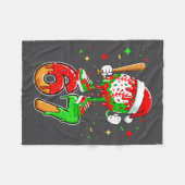 野球ドリップナンバー67ミームアイスクリームドリップクリスマス フリースブランケット (正面(横))