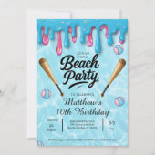 野球ドリップビーチパーティー キッズ / テジュニア 招待状 (正面)