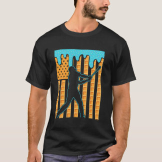 野球ドリップボーイズの滴るアイスクリームアメリカフラグ Tシャツ