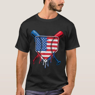 野球ドリップボーイズアイスクリーム愛国アメリカFl Tシャツ