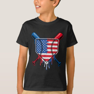 野球ドリップボーイズアイスクリーム愛国アメリカFl Tシャツ