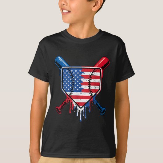 野球ドリップボーイズアイスクリーム愛国アメリカFl Tシャツ (正面)