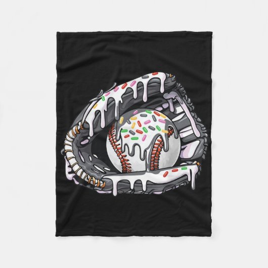 野球ドリップボーイズガールズベースボールグローブ フリースブランケット (正面)