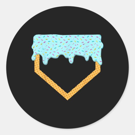 野球ドリップボーイズホームプレートアイスクリームスポ遊ート ラウンドシール (正面)