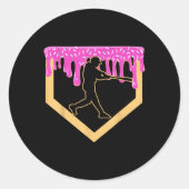 野球ドリップボーイホームプレートアイスクリームユースベースズ ラウンドシール (正面)