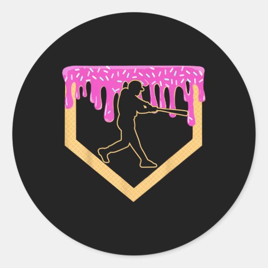 野球ドリップボーイホームプレートアイスクリームユースベースズ ラウンドシール (正面)