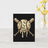 野球ドリップ迷彩柄野球こうもりボーイズスポーツクール カード (黄色い花)