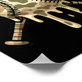 野球ドリップ迷彩柄野球こうもりボーイズスポーツクール ポスター (角)