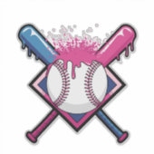 野球ドリップ アイスクリーム 野球好き シール (正面)