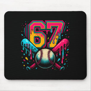 野球ドリップ 6 7 ナンバー67 シックス セブン ミーム メンズ ボー マウスパッド