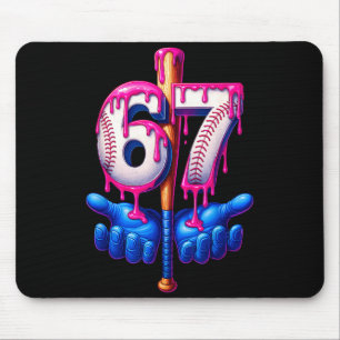 野球ドリップ 6 7 ナンバー67 シックス セブン ミーム メンズ ボー マウスパッド