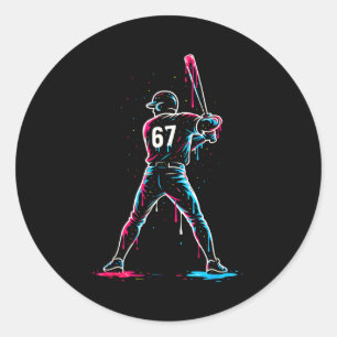 野球ドリップ 6 7 ナンバー67 シックス セブン ミーム メンズ ボー ラウンドシール