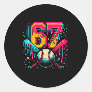 野球ドリップ 6 7 ナンバー67 シックス セブン ミーム メンズ ボー ラウンドシール