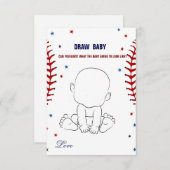 野球ドローベビーベビーシャワーゲームカード 招待状 (正面/裏面)