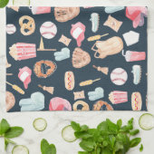 野球ネイビーのテクスチャ キッチンタオル (折り畳み)