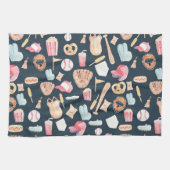 野球ネイビーのテクスチャ キッチンタオル (横)