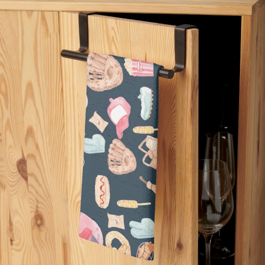 野球ネイビーのテクスチャ キッチンタオル (三つ折り)