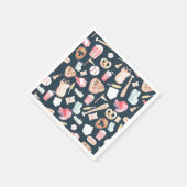 野球ネイビーのテクスチャ スタンダードカクテルナプキン (角)