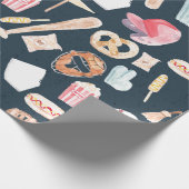 野球ネイビーのテクスチャ ラッピングペーパー (角)