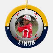 野球ネイビー金ゴールドチームカラー セラミックオーナメント (正面)