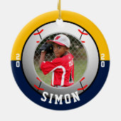 野球ネイビー金ゴールドチームカラー セラミックオーナメント (裏面)