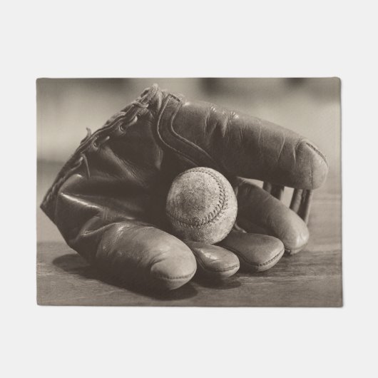 野球ノスタルジア – ミットと野球 ドアマット (正面)