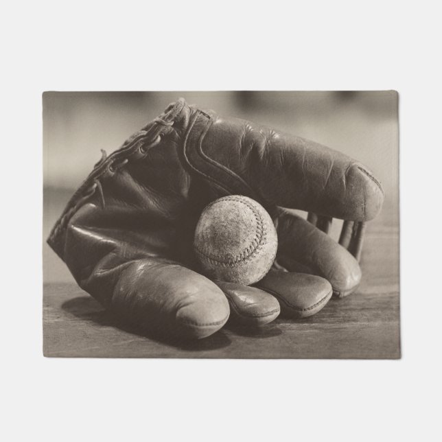 野球ノスタルジア – ミットと野球 ドアマット (正面)