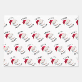 野球ハッピパーソナライズされたークリスマスホリデー ラッピングペーパーシート